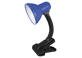 Лампа настольная офисная Ultraflash UF-320P в пакете С06 синий, прищепка 6381